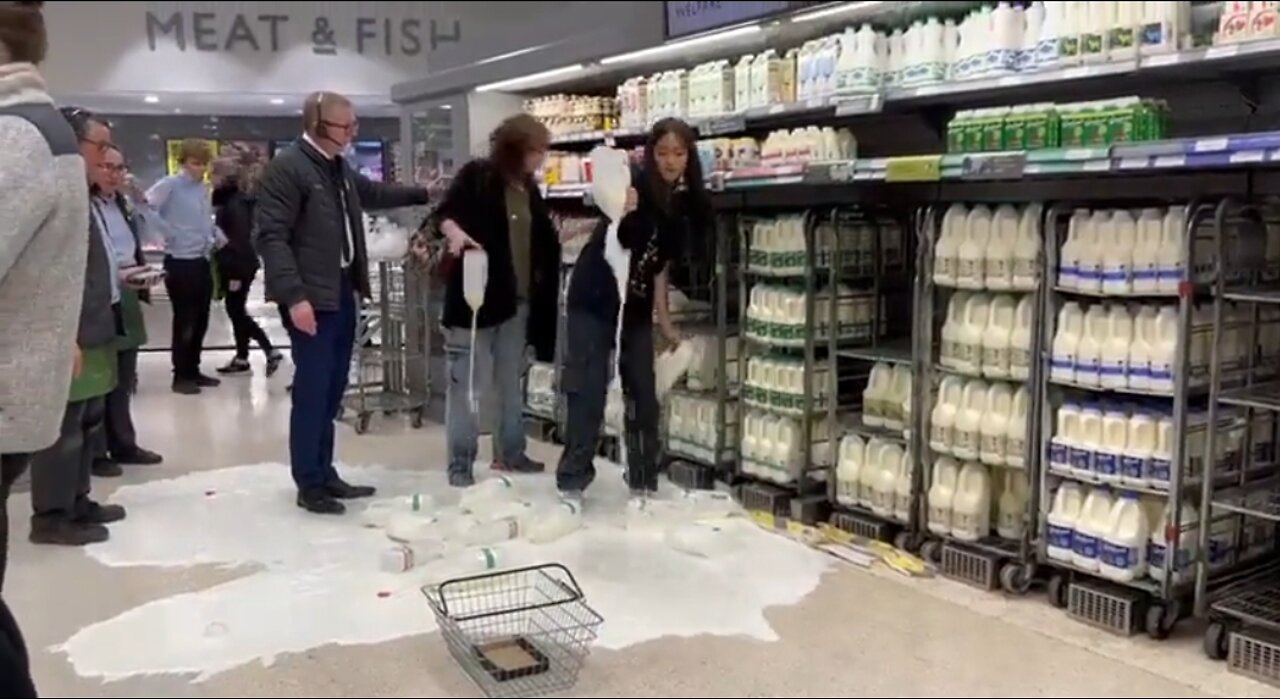 Radical Vegan Environmentalists Empty Bottles Of Milk In The Name Of Climate