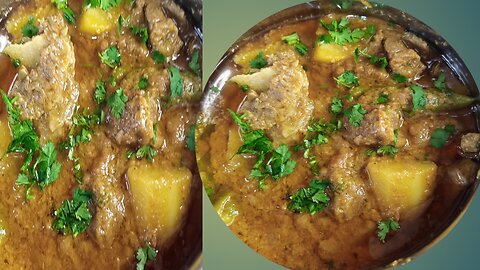 Degi Aloo Gosht in pressure cooker