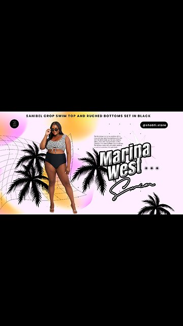 Marina West Swim Sanibel Crop Swim Top and Ruched Bottoms Set in Black🖤