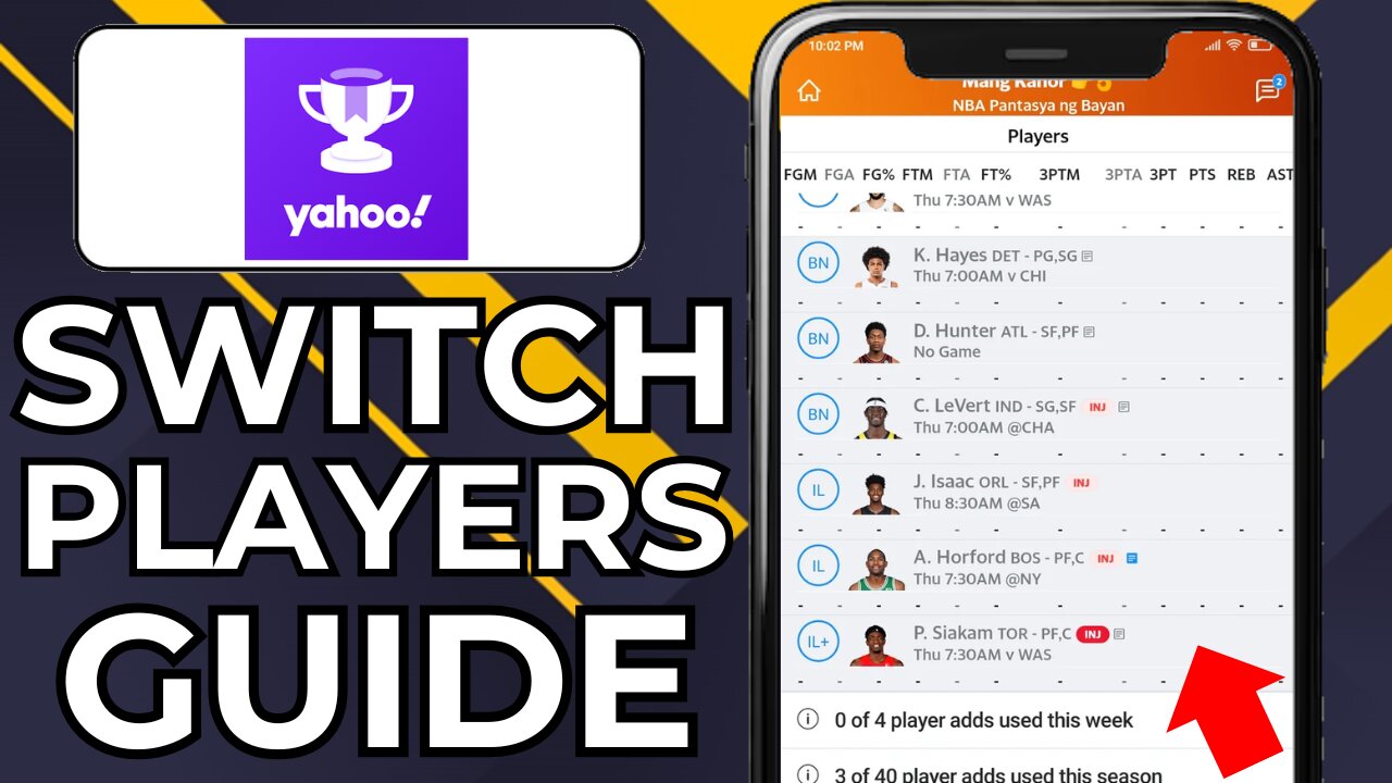 HOW TO SWITCH PLAYERS ON YAHOO FANTASY FOOTBALL