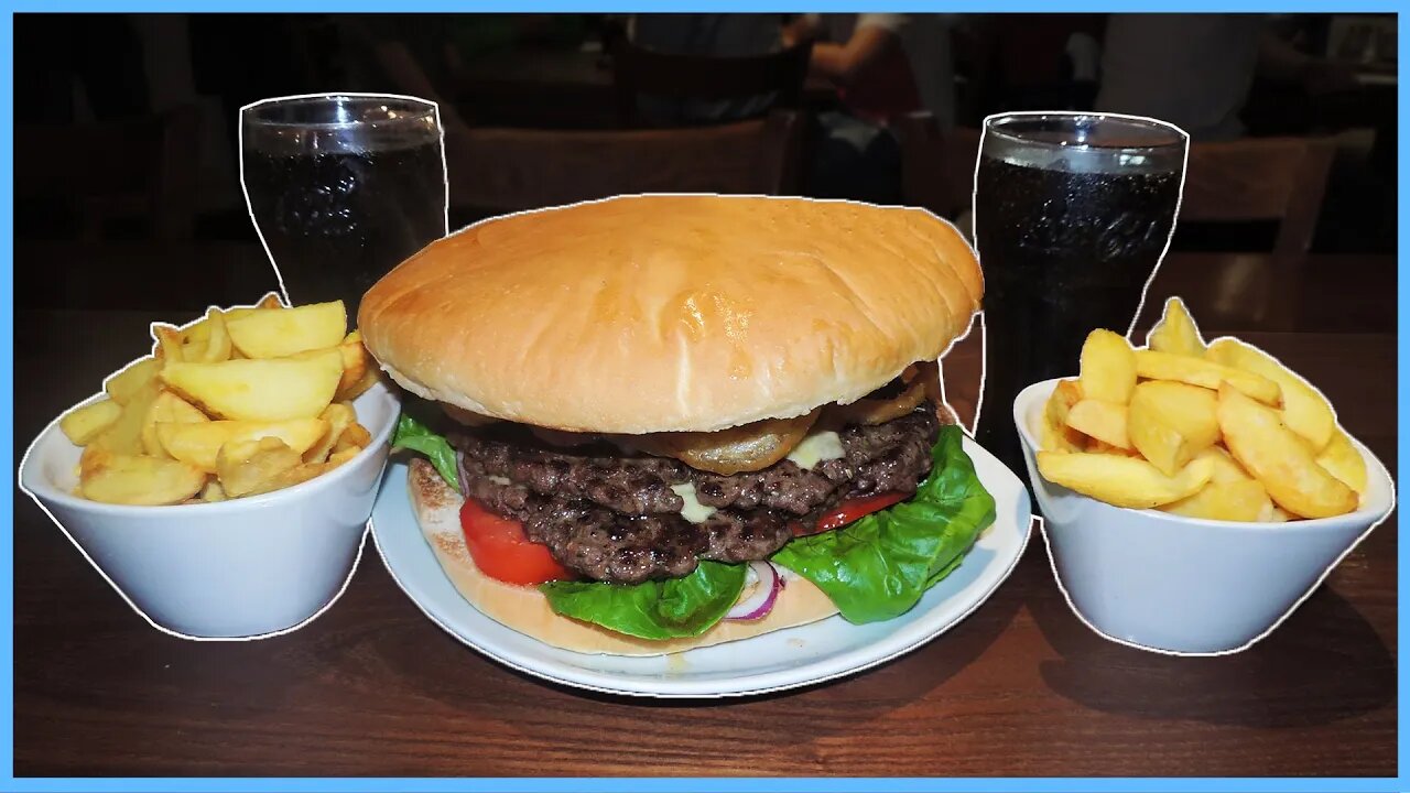 GIANT CHEESEBURGER CHALLENGE W/ LOADS OF FRIES + DRINKS!!!