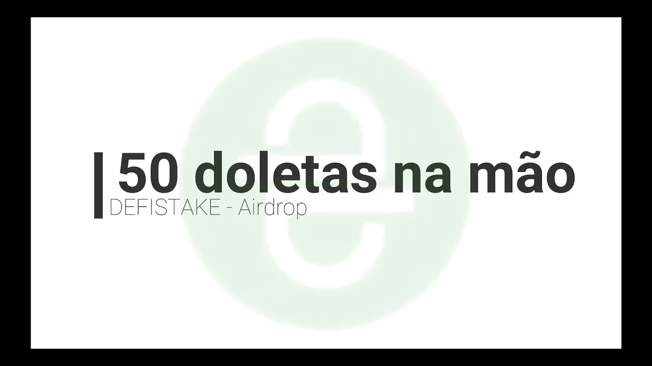 Finalizado - Airdrop - Defistake finance - 50 doletas para você, sem data ainda!