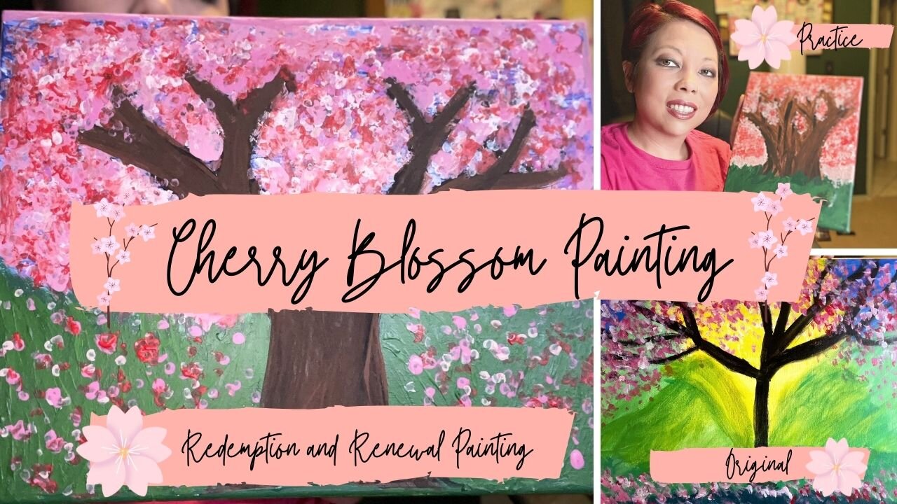 Cherry Blossom Redemption and Renewal Painting | Easy, Fun, & Spring DIY Using Q-tip Method