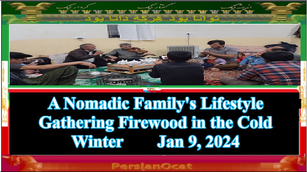 A Nomadic Family's Lifestyle Gathering Firewood in the Cold Winter