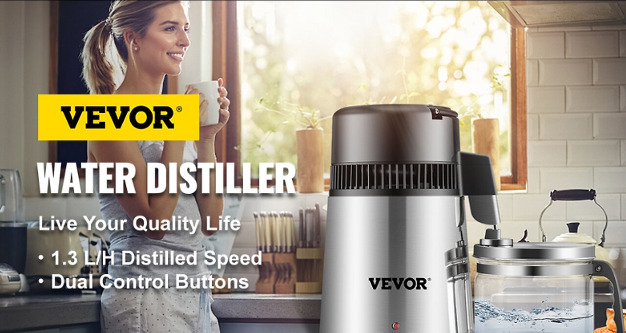 VEVOR 4L Water Distiller 304 Stainless Steel Home Distilled Water Bottle