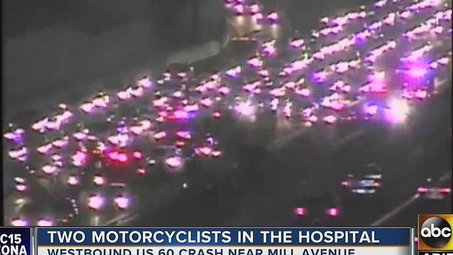 Two motorcyclists injured in crash on US 60 near Mill Avenue