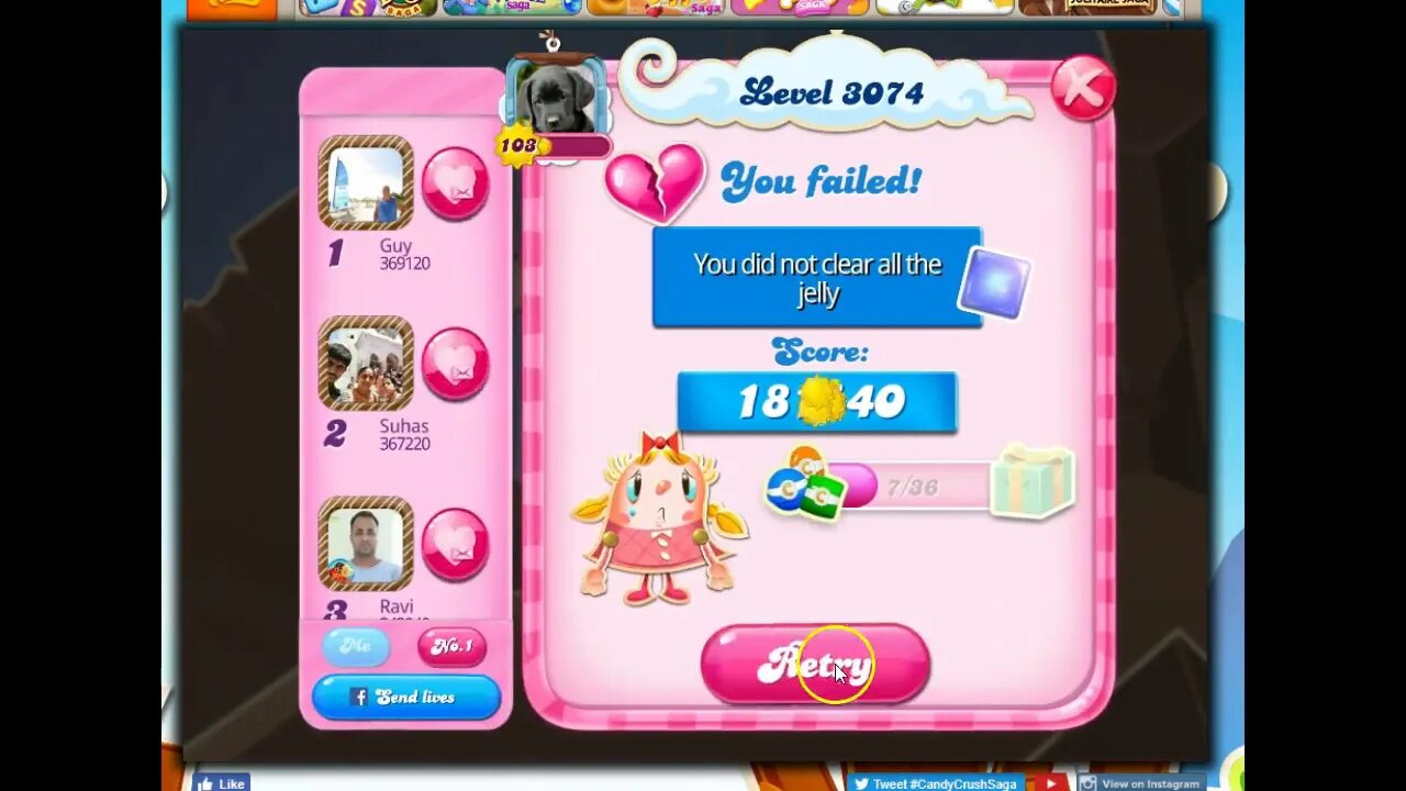 Candy Crush level 3074 Talkthrough, 25 Moves 0 Boosters