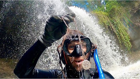 LOST TREASURE Found Under a Waterfall Scuba Diving with Metal Detectors