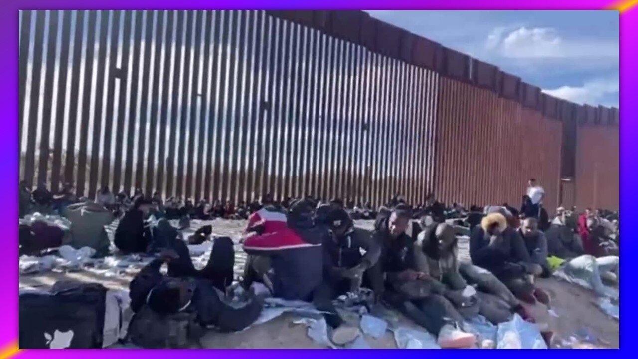 ARIZONA BORDER - HUNDREDS OF MEN WAITING TO BE TRANSPORTED INTO LUKEVILLE AFTER CROSSING ILLEGALLY