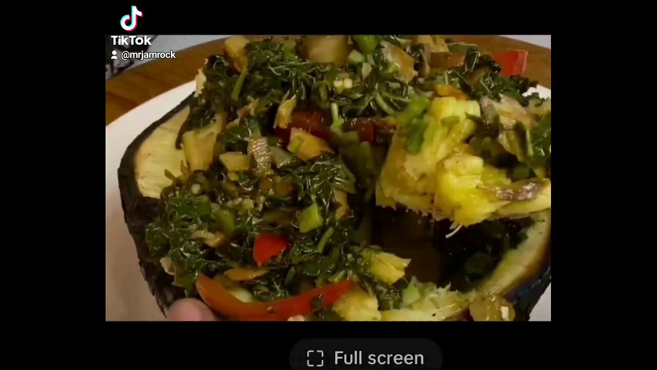 Roast breadfruit and callaloo