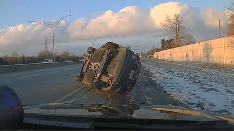 Insane Dashcam footage, shows suspect in chase that ended with crash.**