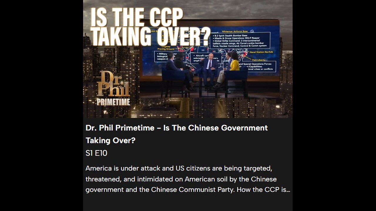 Dr. Phil Primetime - Is The Chinese Government Taking Over?