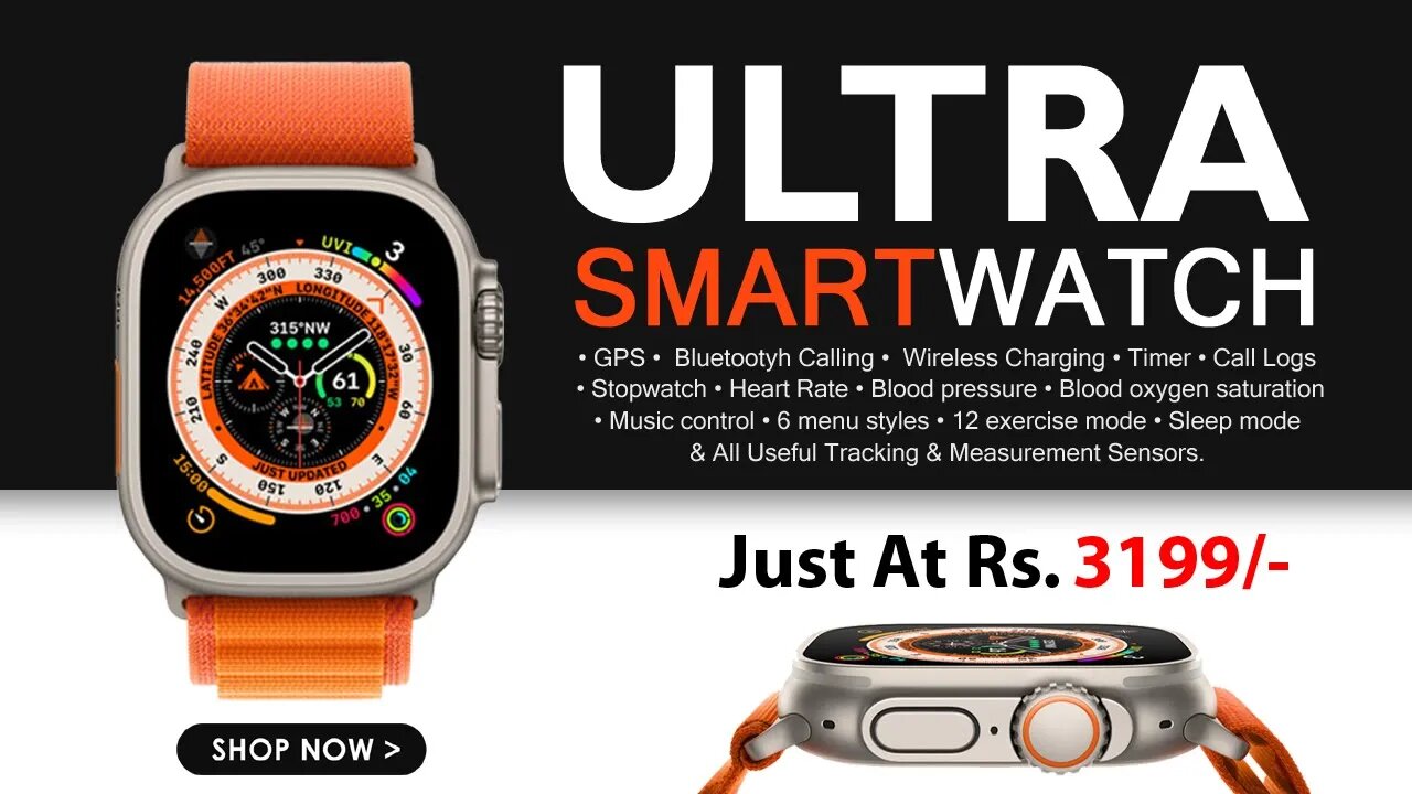 Buy Premium Ultra Watch (Series 8) with GPS + Bluetooth Calling Smartwatch Apple Logo #smartwatch