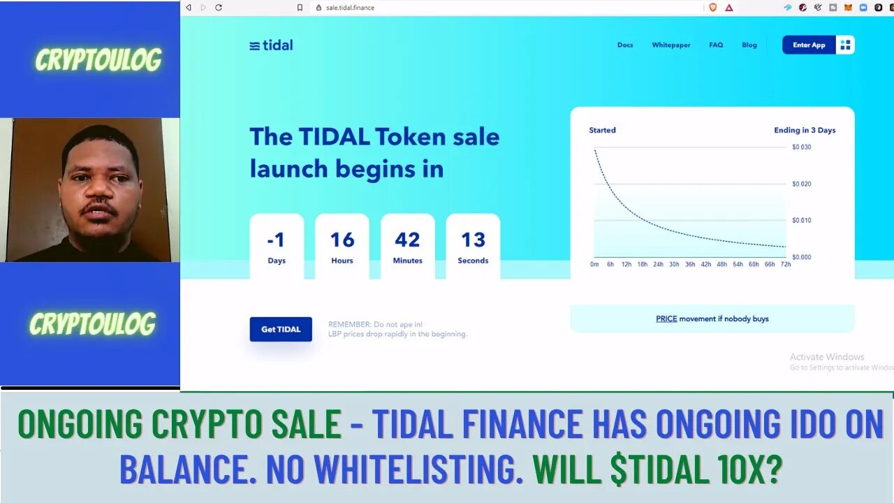 Ongoing Crypto Sale - Tidal Finance Has Ongoing IDO On Balancer. No Whitelisting. Will $TIDAL 10X?