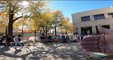 Univ of Arkansas: Two Great Conversations w/ An Atheist & Catholic, Heckler w/ A Large Megaphone Gets Shut Down by Admin, Small Crowd of About 10 Students Gather & Ask Questions