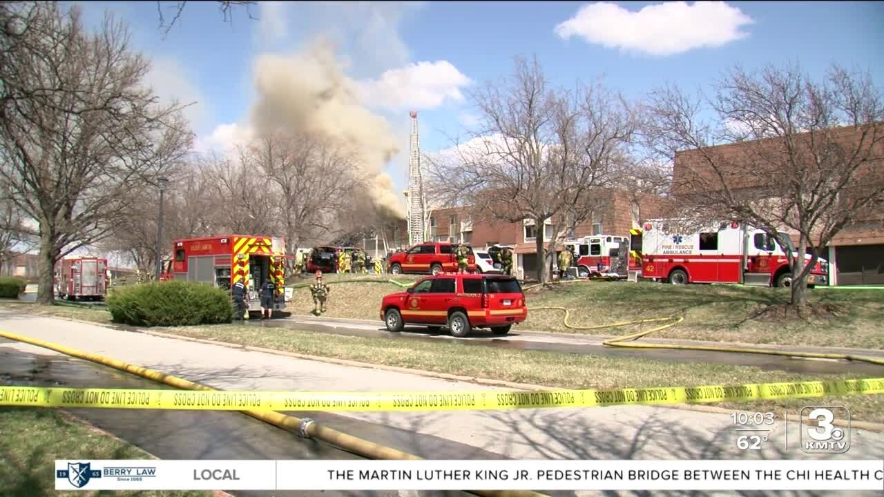 Large blaze at condemned Legacy Crossing apartment complex