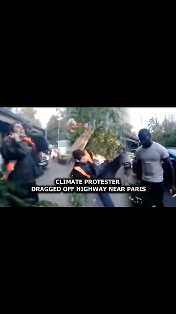 Climate protester dragged off highway near Paris