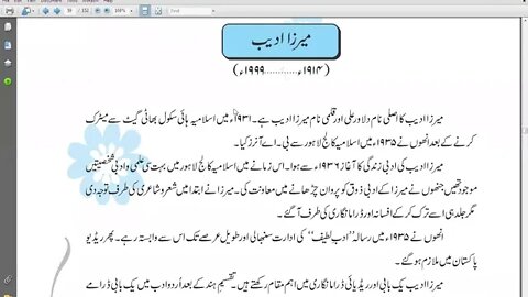 9th Urdu Mirza Adeeb