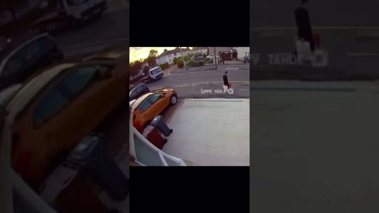 Car does a kick flip trying to pass truck #Shorts