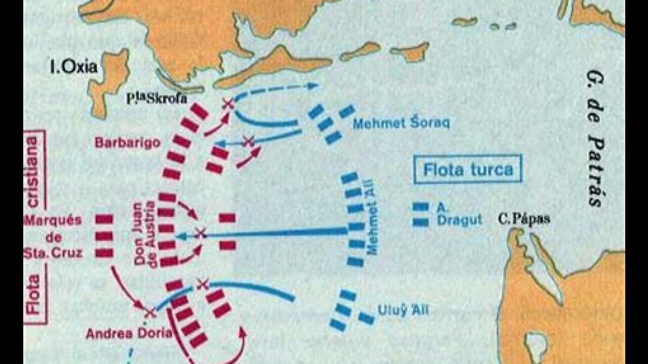 Batalha naval de Lepanto em 1571 entre Cristãos e Muçulmanos