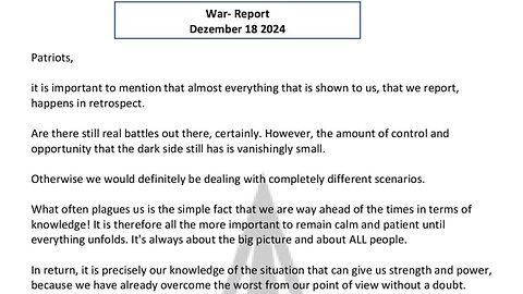 WAR REPORT - DEZEMBER 18 2024 - PATRIOTS