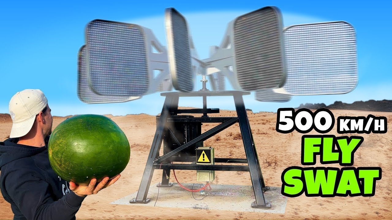 Giant FLY SWAT Machine Vs. Watermelon at 6000fps