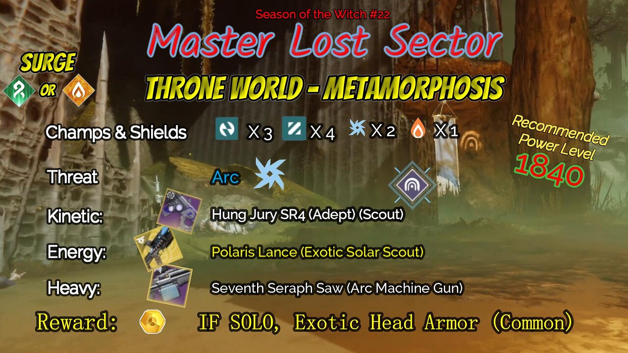 Destiny 2 Master Lost Sector: Throne World - Metamorphosis on my Solar Hunter 9-15-23