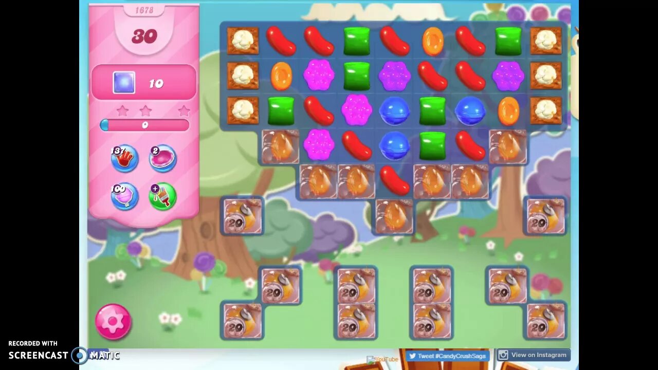 Candy Crush Level 1678 Audio Talkthrough, 2 Stars 0 Boosters