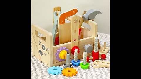 Montessori Toolbox Screws Wrenches Wooden Tools Disassembly Assembly Toys