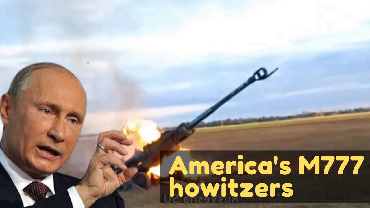 An American M777 155mm howitzer supplied to Ukraine is on fire after impact.