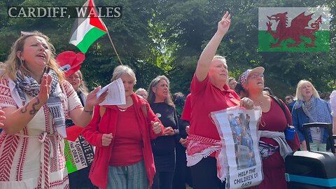 Côr Cochion Caerdydd - Stop the Genocide, Bute Park Cardiff, South Wales