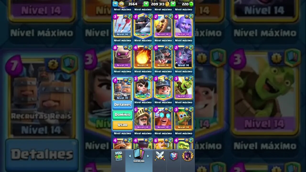 minhas cartas no nível máximo