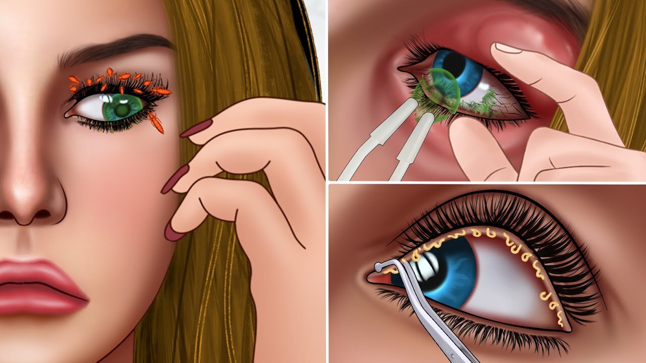 ASMR Clean eyelid inflatmmation (Blepharitis) animation