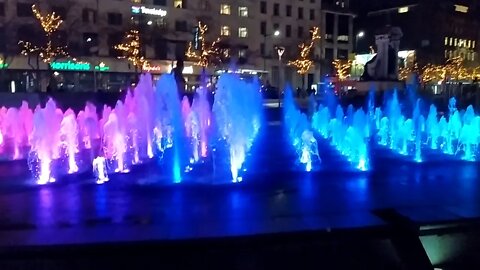 Dancing water at Manchester Piccadilly Gardens