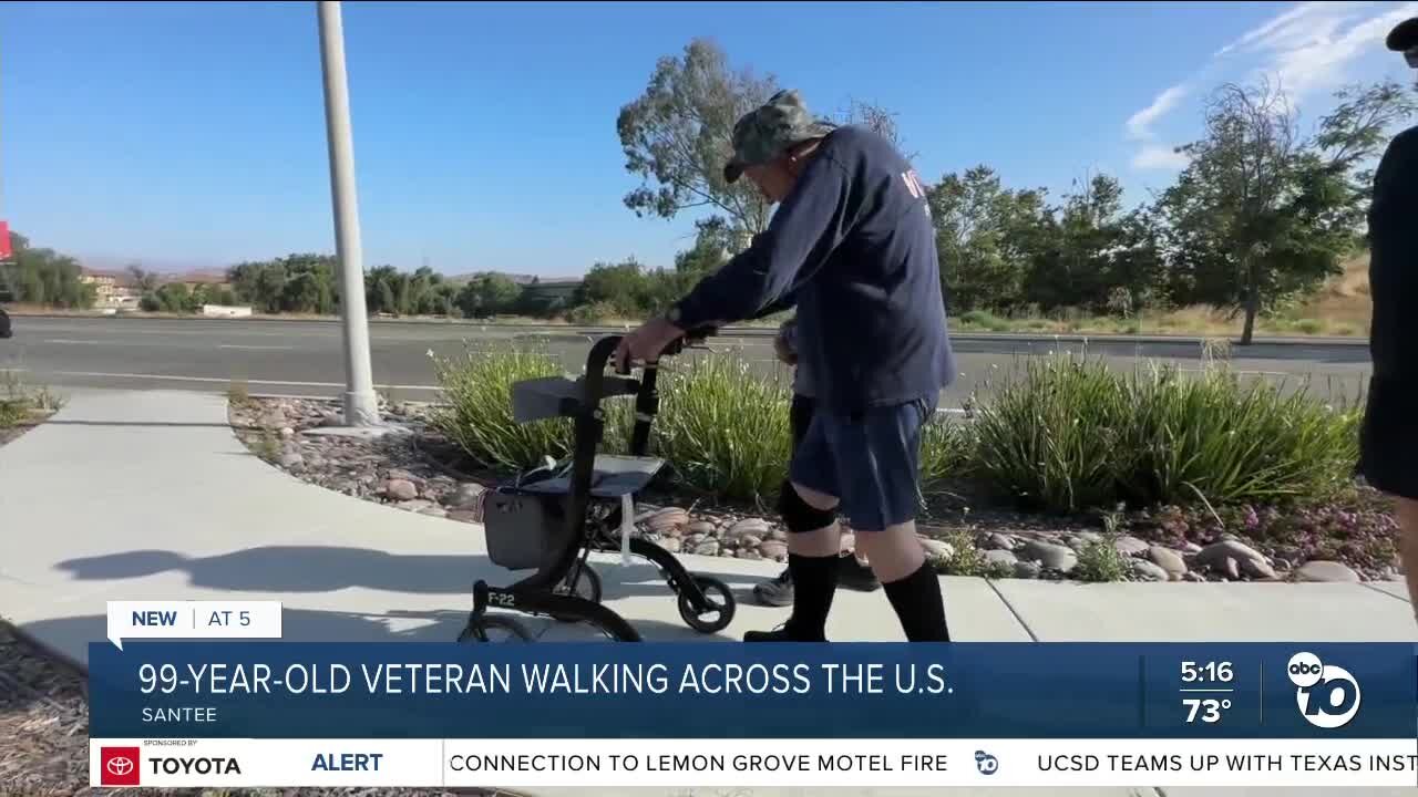 99-year-old Veteran walking across the U.S.