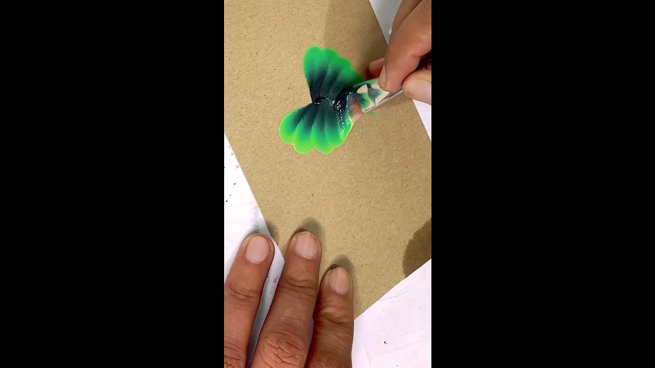 Painted beautiful one stroke leaves, art