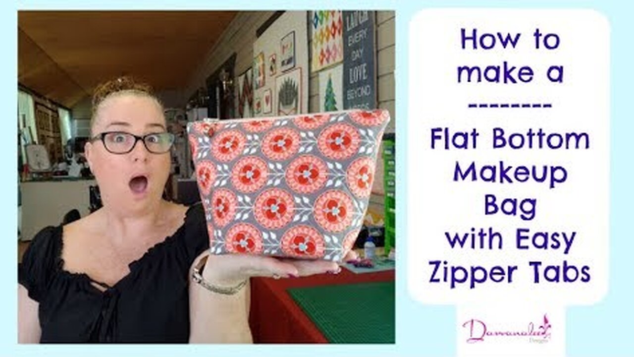 How to Make a Flat Bottom Make-Up Bag with Easy Zipper Tabs