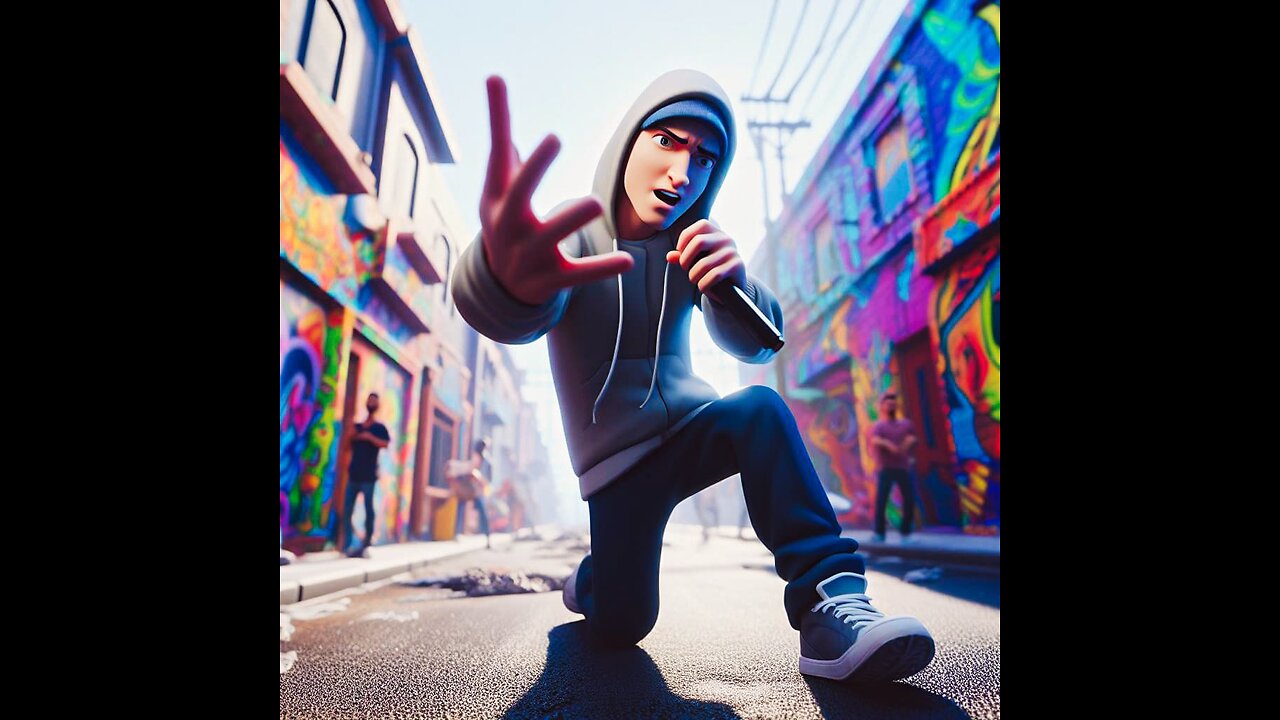 AI Generated Video of Eminem doing Freestyle in the colourful city || follow @letmerap4u