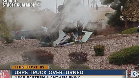 USPS truck overturns near Eastern, Anthem