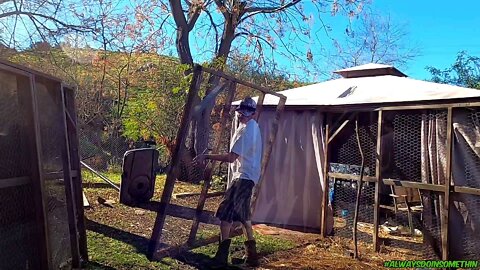 Taking apart old rooster cage