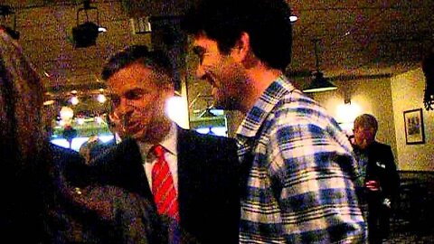 Jon Huntsman presses the flesh post debate at St. Anselm college.AVI