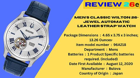 Bulova Men's Classic Wilton 26-Jewel Automatic Leather Strap Watch Review 2023