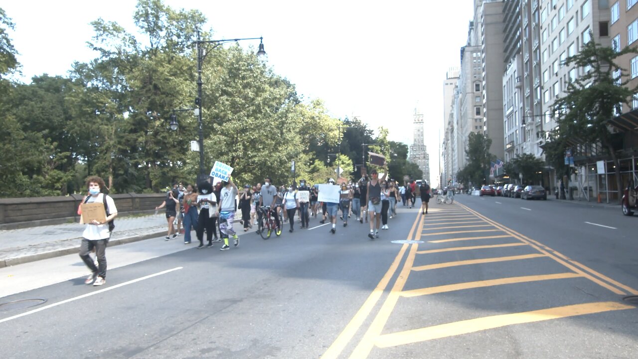 Opponents of Trump outside Central Park