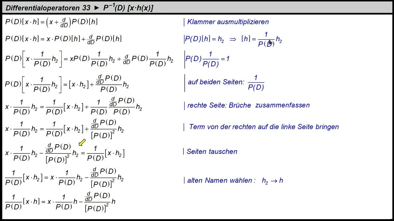 Differentialoperator 33 ► Pˉ¹(D) [x·h(x)]