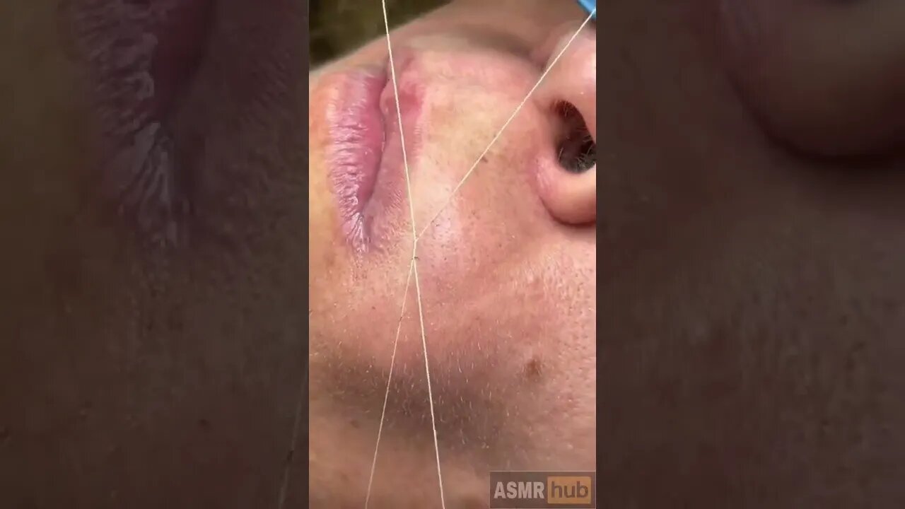 Mustache threading ASMR