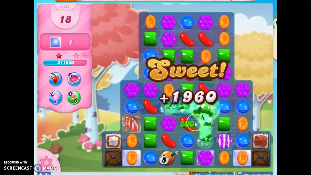 Candy Crush Level 1131 Audio Talkthrough, 2 Stars 0 Boosters