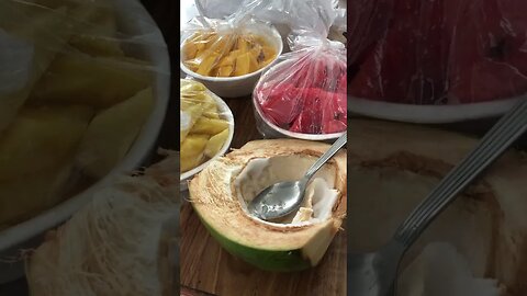 For breakfast : #coconut #watermelon #mango #pineapples