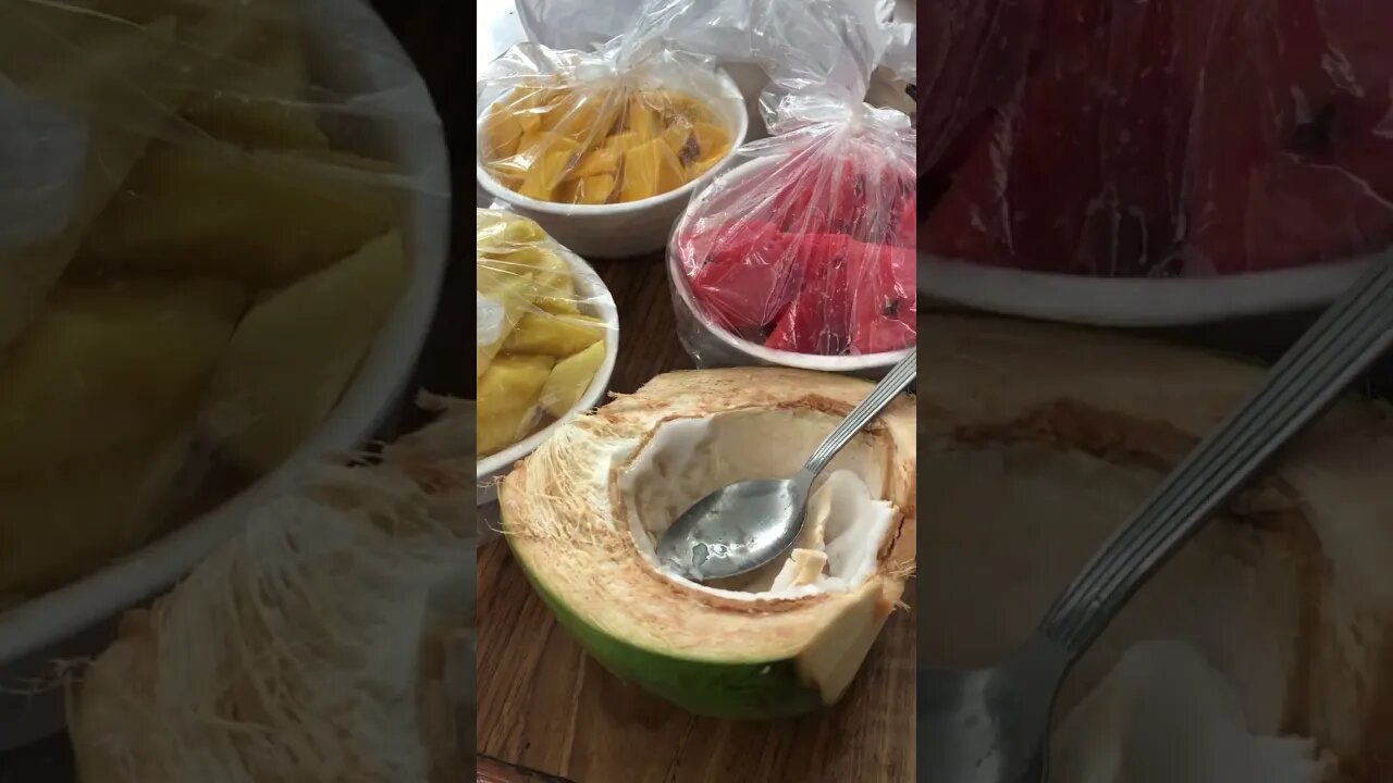For breakfast : #coconut #watermelon #mango #pineapples
