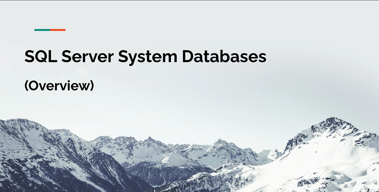 SQL Server System Databases - Overview