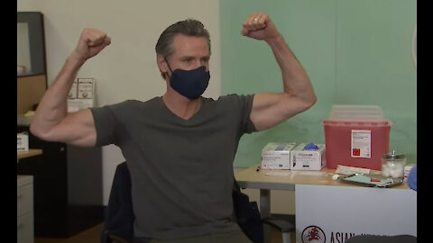 Gavin Newsom gets Covid Booster 1 week after Flu shot